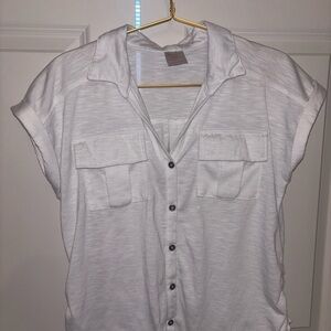 No Boundaries White Casual Button Down Shirt